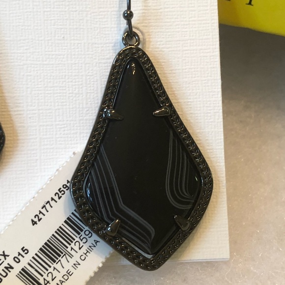 NWT Kendra Scott RARE & Retired Alex Earrings Black Banded Agate & Gunmetal W😍W - Picture 5 of 9